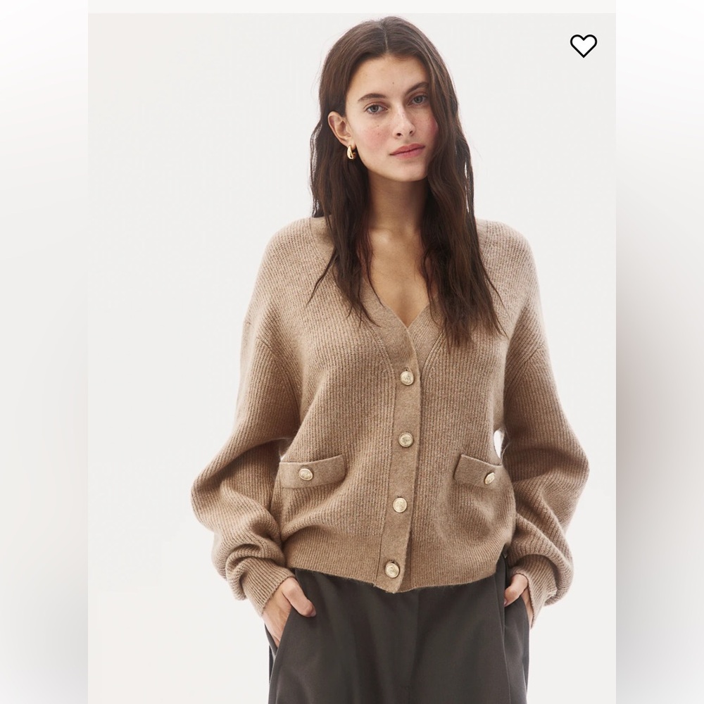 H&M Beige Rib-Knit Cardigan NWOT Size M